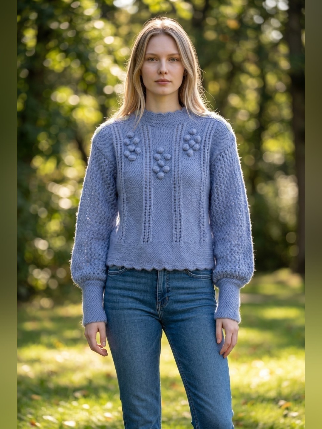 Loveshackfancy Persephone Sweater Women's Xs Mohair Mock Neck In Blue Moon